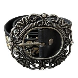 Miss Me Genuine Leather Western Embroidered Belt Bejeweled Buckle Size Large